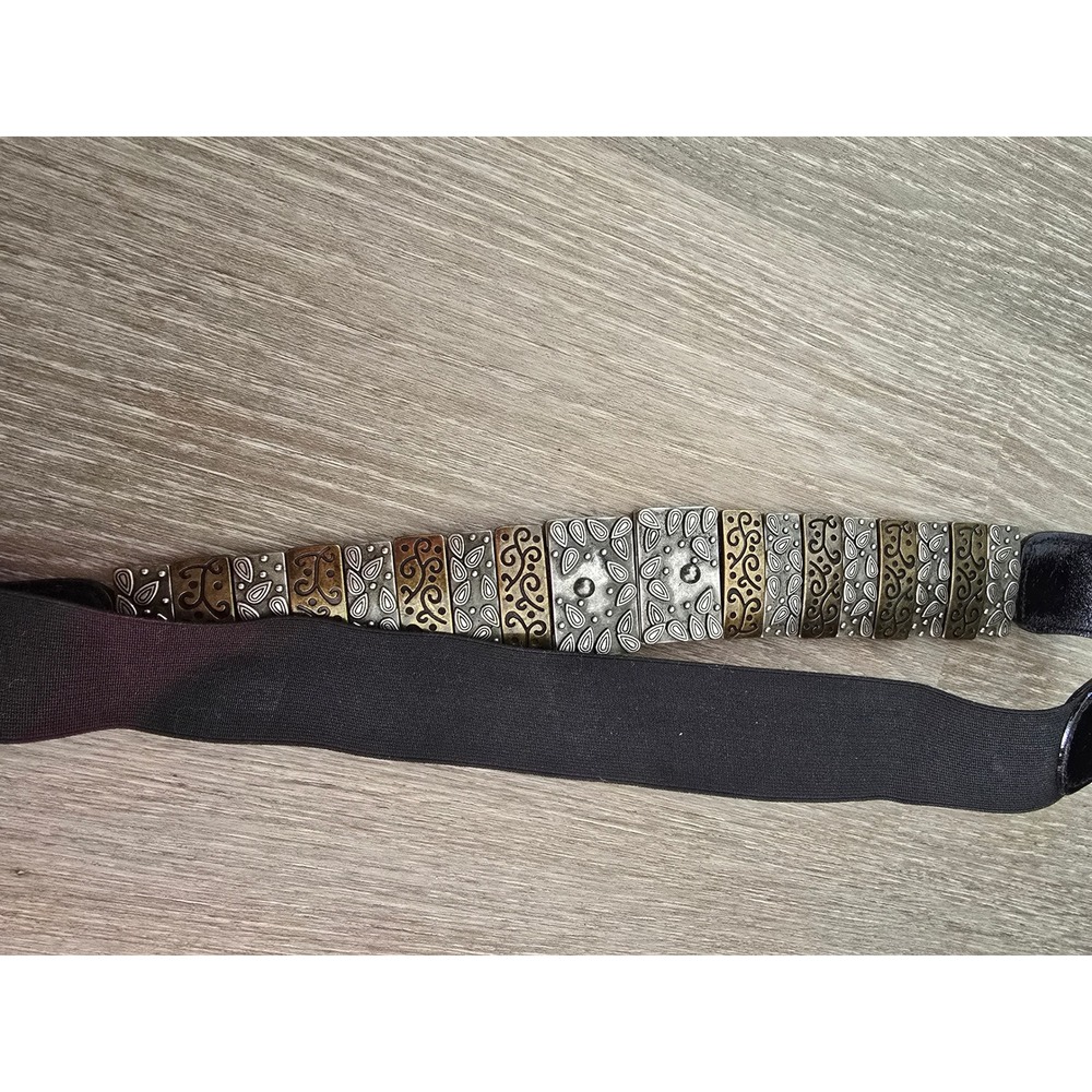 Chic Rectangular Medallion Stretch Belt Black Ela… - image 3